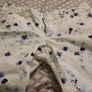 White Gap Jean's with Blue Flowers